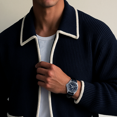Kamizelka dzianinowa z zamkiem błyskawicznym dla mężczyzn w stylu retro - Komfort i elegancki styl
