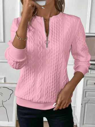 Biała bluza z okrągłym dekoltem i zamkiem – Styl casual dla mężczyzn