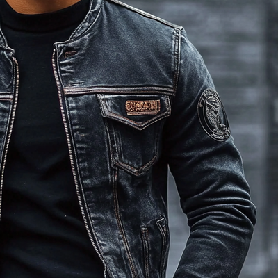 Męska Kurtka Dżinsowa Vintage Slim Fit – Moda z Kołnierzem Baseballowym