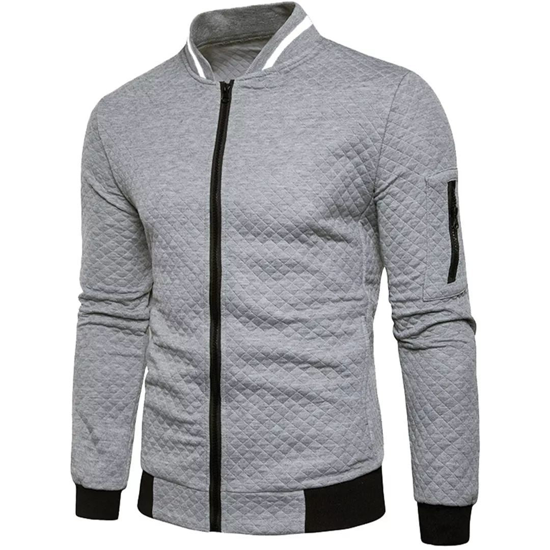 Męska Kurtka Bomber w Kratę Jacquard - Styl i Komfort