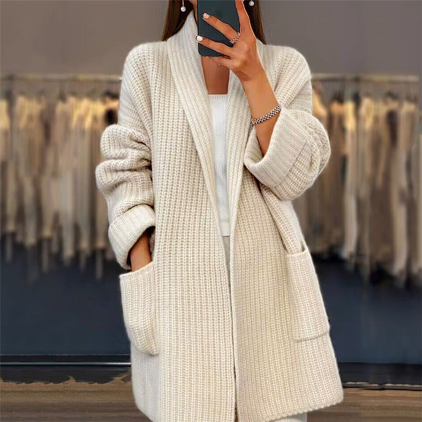 Stylowy dziergany sweter z kieszenią