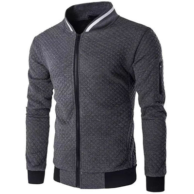 Męska Kurtka Bomber w Kratę Jacquard - Styl i Komfort