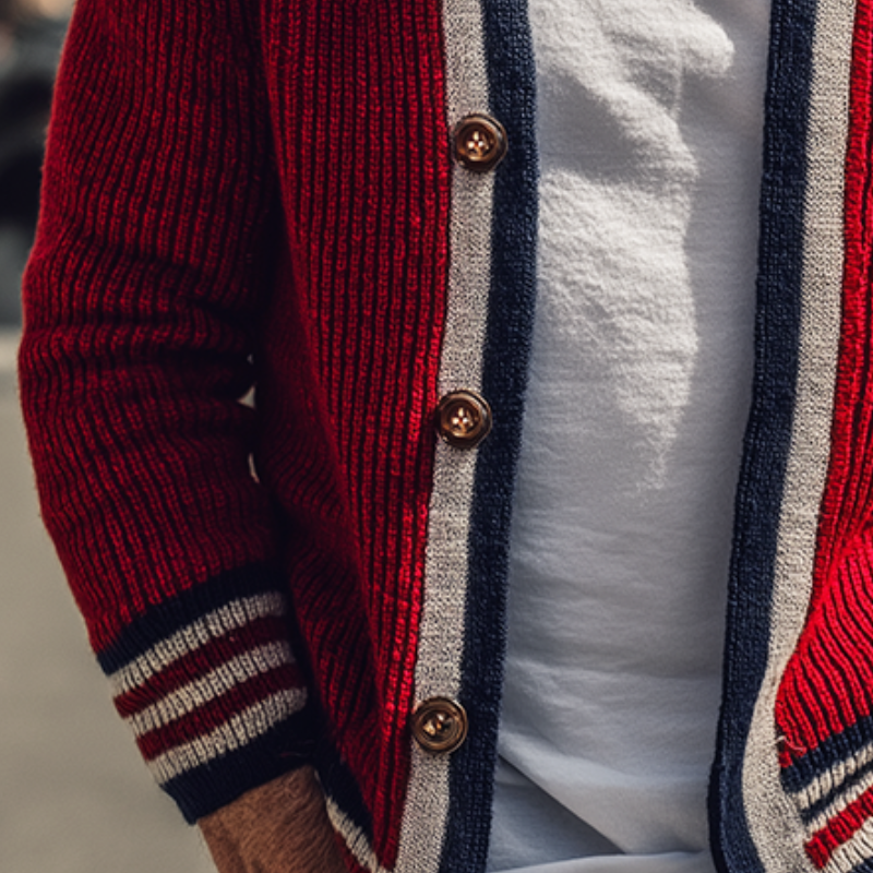 Kardigan W paski Retro dla Mężczyzn – Styl i Wygoda w Jednym