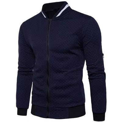 Męska Kurtka Bomber w Kratę Jacquard - Styl i Komfort