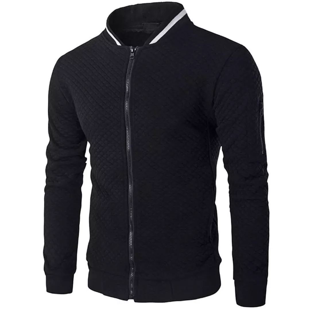 Męska Kurtka Bomber w Kratę Jacquard - Styl i Komfort