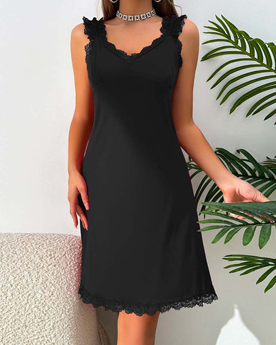 Chemise De Nuit Fente Dos Dentelle