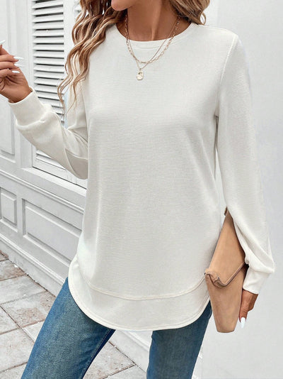 Vintage Sweter z Okrągłym Dekoltem Jacquard - Moda Casual i Trendy
