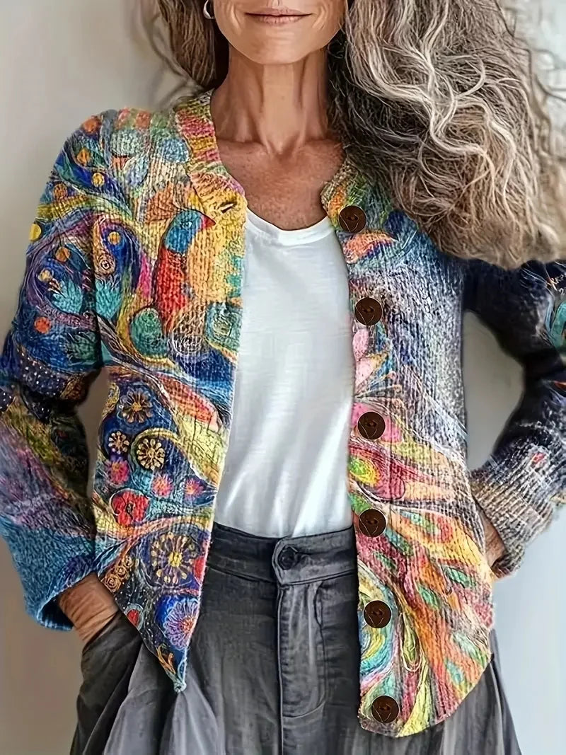 Kardigan Damski Wydruk 3D Casual Chic