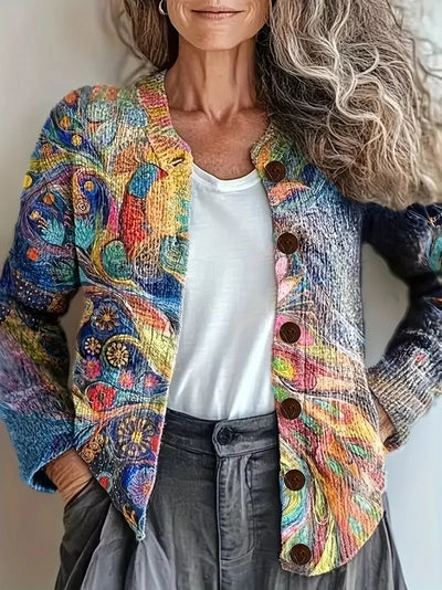 Kardigan Damski Wydruk 3D Casual Chic