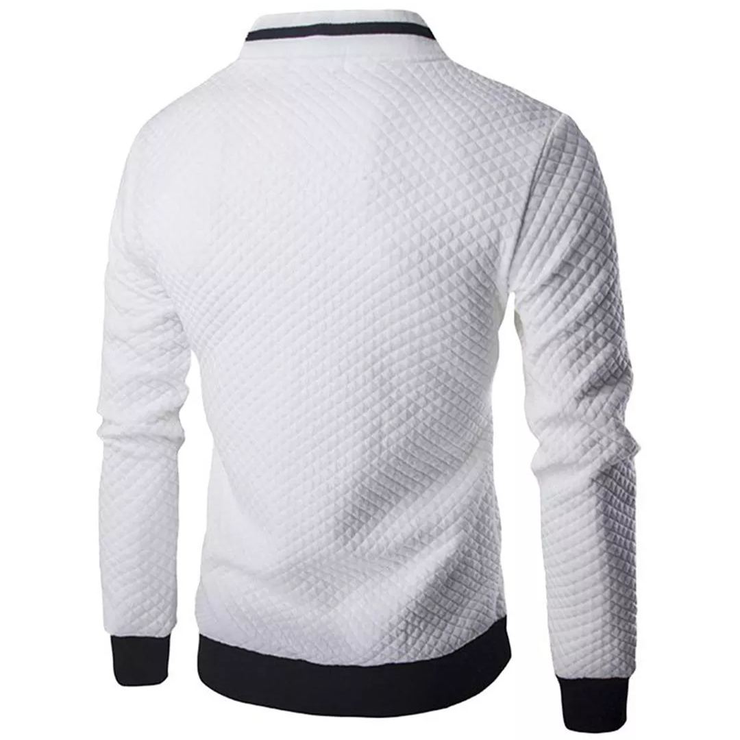 Męska Kurtka Bomber w Kratę Jacquard - Styl i Komfort