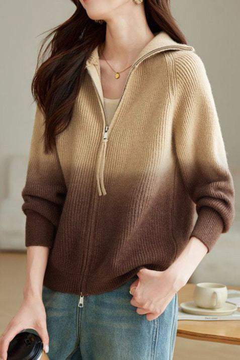 Sweter gradient z podwójnym zamkiem