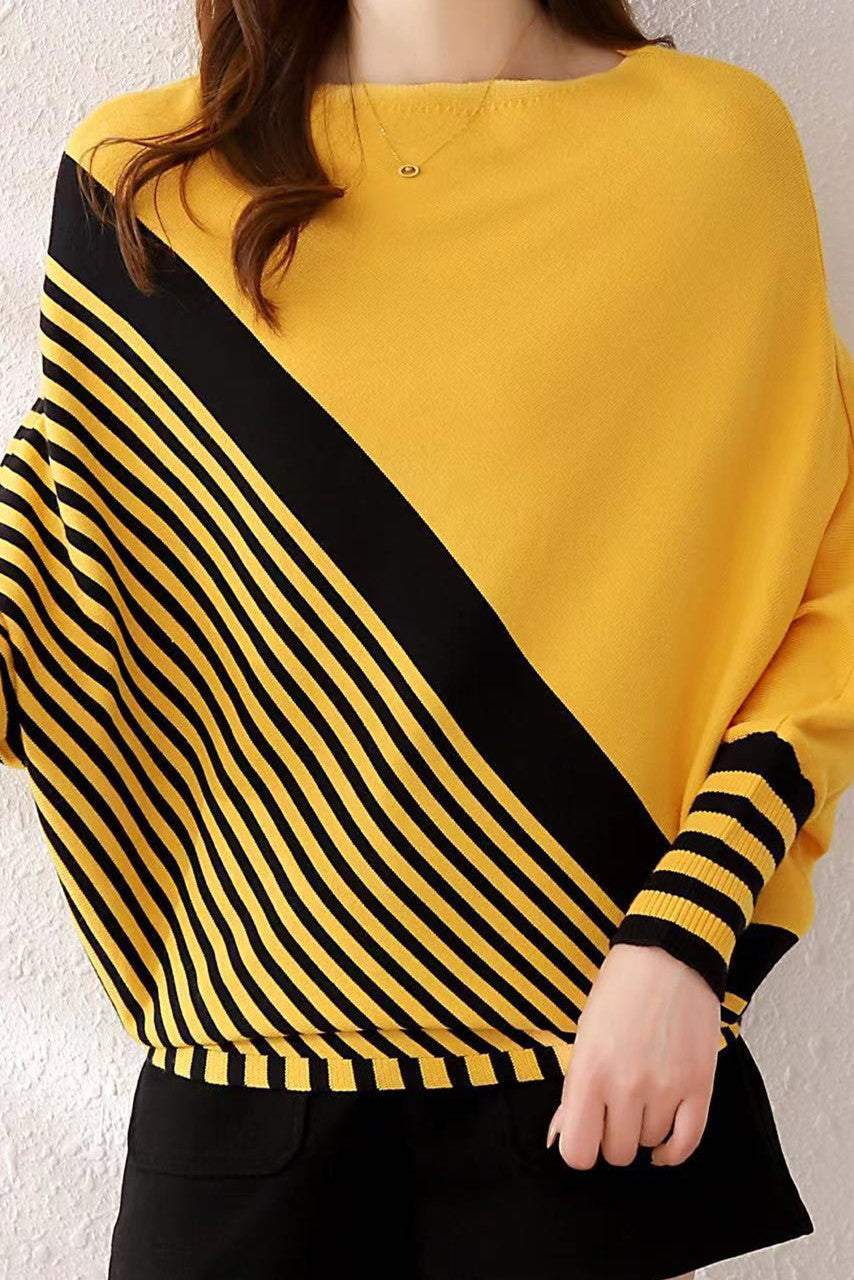 Klasyczny plisowany sweter w paski