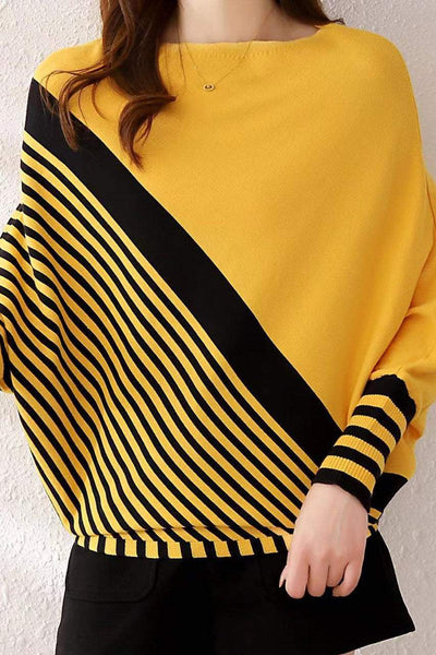 Klasyczny plisowany sweter w paski