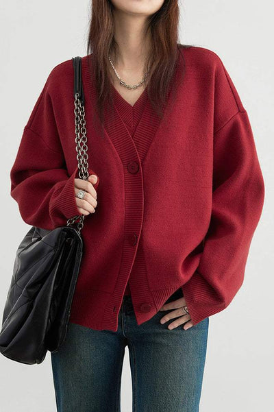 Warstwowy sweter z dekoltem serek