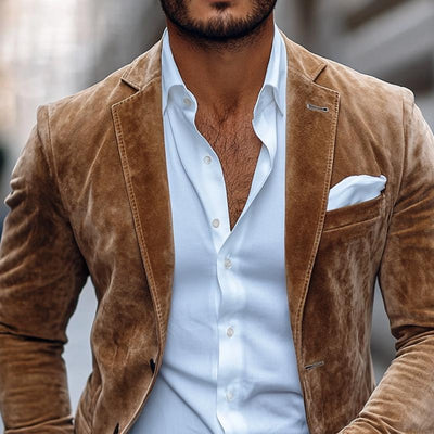 Elegancki Blazer Męski z Zamszu – Nowoczesny Styl i Premium Komfort