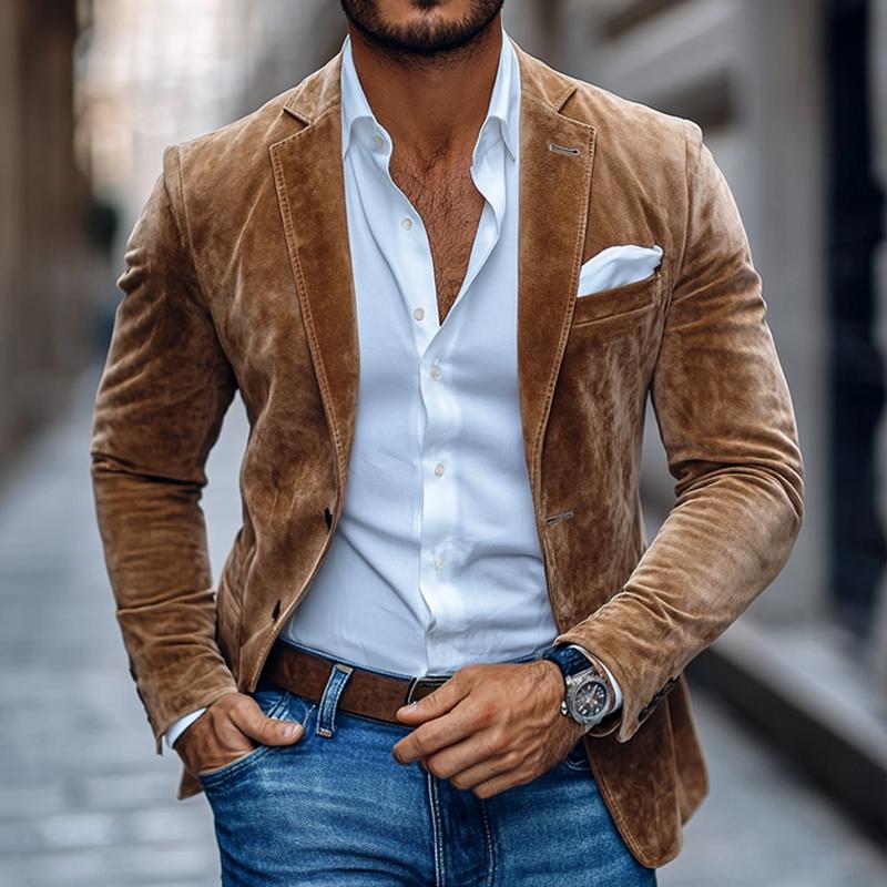 Elegancki Blazer Męski z Zamszu – Nowoczesny Styl i Premium Komfort